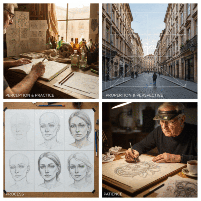 A child practicing drawing on an LCD tablet