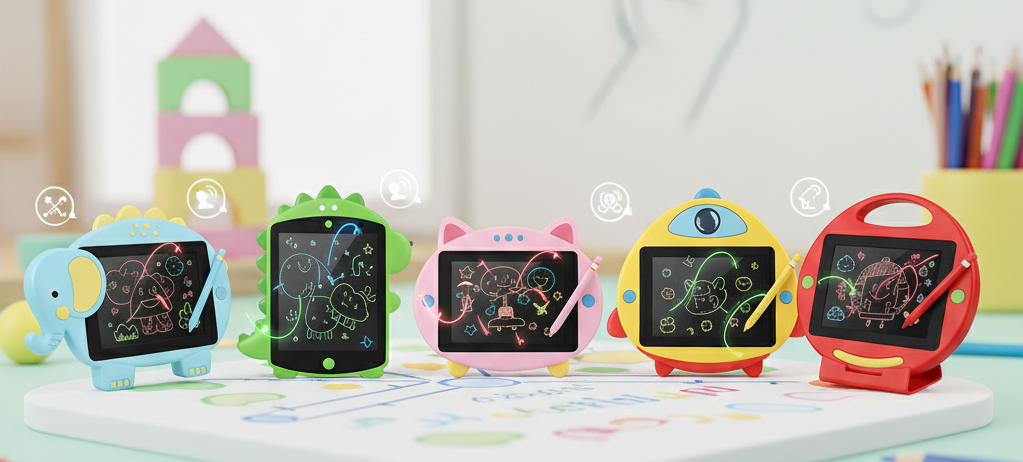 Children using drawing tablets